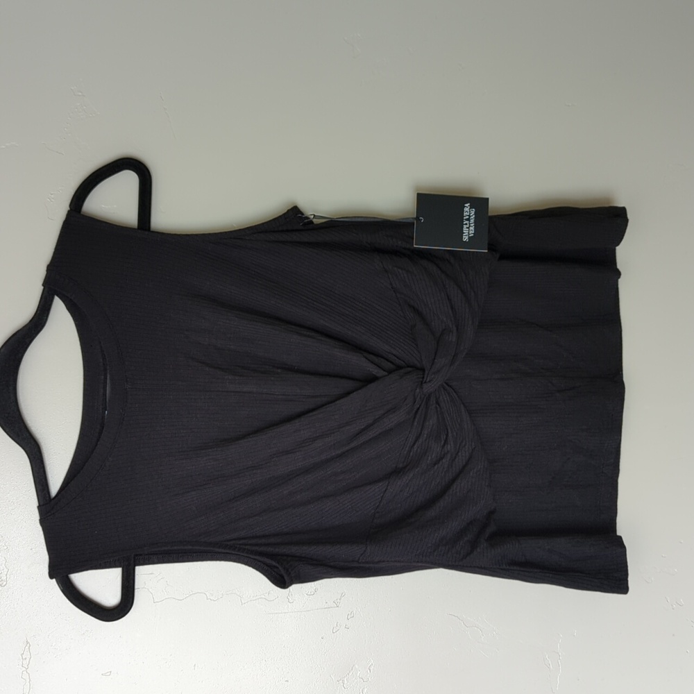 Simply Vera Wang Womens Black Tie Ribbed‎ Tank Top Size S